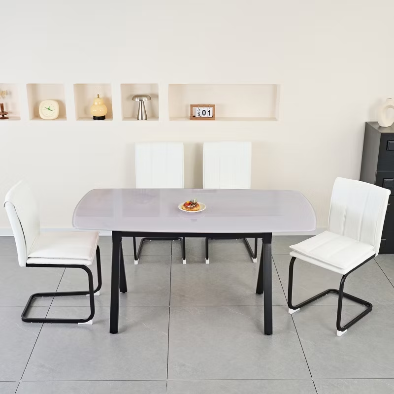 Modern Dining Chairs Set of 4 PU Leather Kitchen Chairs with Metal Legs for Kitchen Living Room Bedroom Office 4pcs