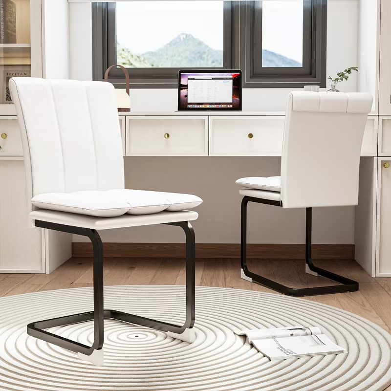 Modern Dining Chairs Set of 4 PU Leather Kitchen Chairs with Metal Legs for Kitchen Living Room Bedroom Office 4pcs