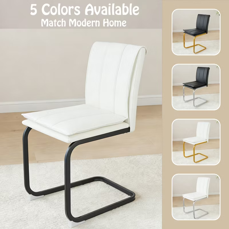 Modern Dining Chairs Set of 4 PU Leather Kitchen Chairs with Metal Legs for Kitchen Living Room Bedroom Office 4pcs
