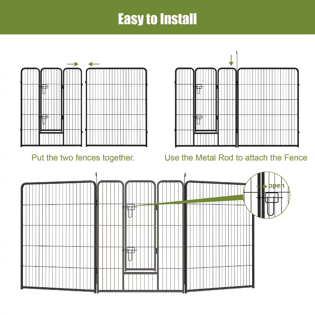 40 Inch Foldable 8 Panel Dog Playpen with Door Indoor Outdoor Exercise Pen