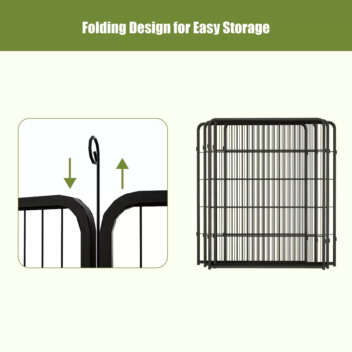 40 Inch Foldable 8 Panel Dog Playpen with Door Indoor Outdoor Exercise Pen