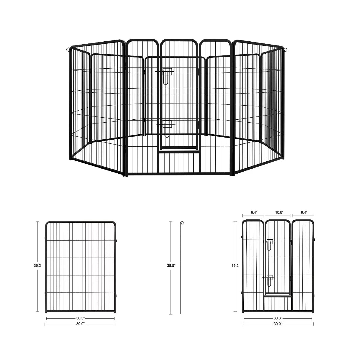 40 Inch Foldable 8 Panel Dog Playpen with Door Indoor Outdoor Exercise Pen