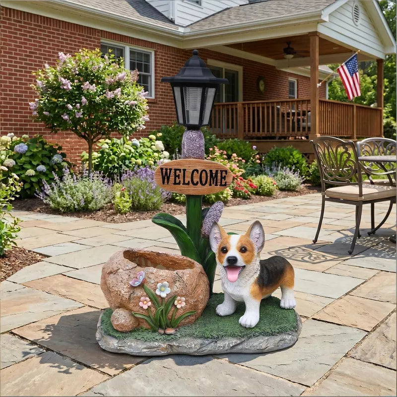 Adorable Animal Planter Statue – Cat & Puppy Garden Flower Pot