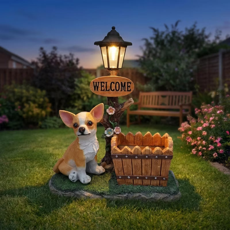 Adorable Animal Planter Statue – Cat & Puppy Garden Flower Pot