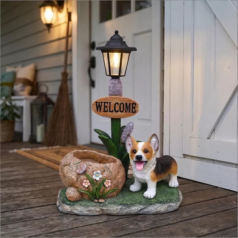 Adorable Animal Planter Statue – Cat & Puppy Garden Flower Pot