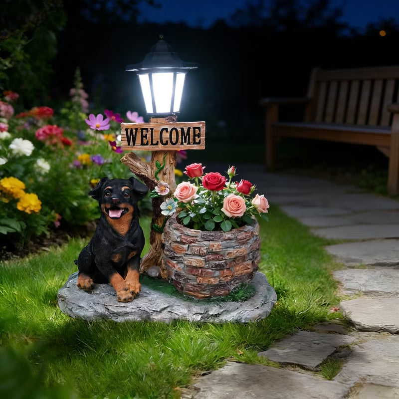 Adorable Animal Planter Statue – Cat & Puppy Garden Flower Pot