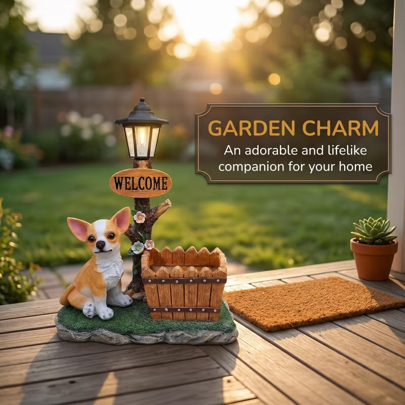 Adorable Animal Planter Statue – Cat & Puppy Garden Flower Pot