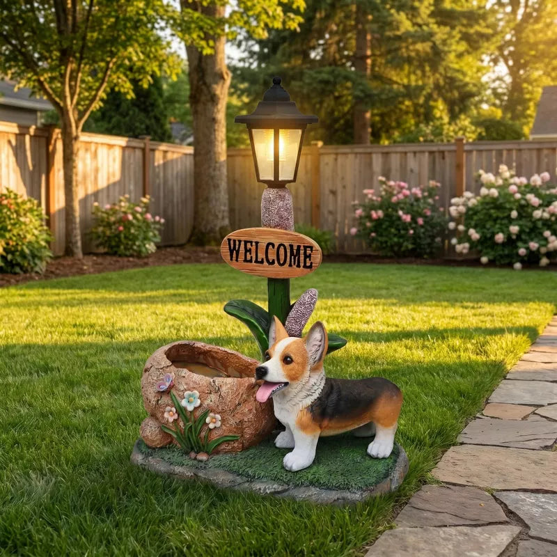 Adorable Animal Planter Statue – Cat & Puppy Garden Flower Pot