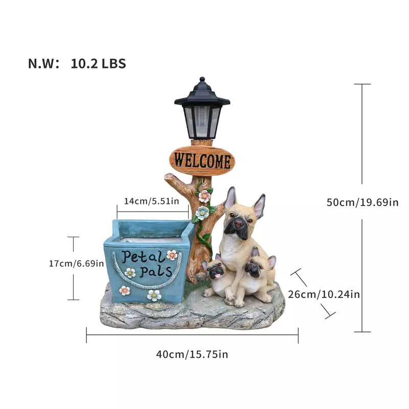Adorable Animal Planter Statue – Cat & Puppy Garden Flower Pot