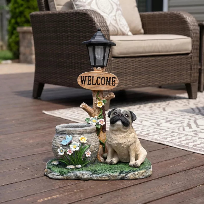 Adorable Animal Planter Statue – Cat & Puppy Garden Flower Pot
