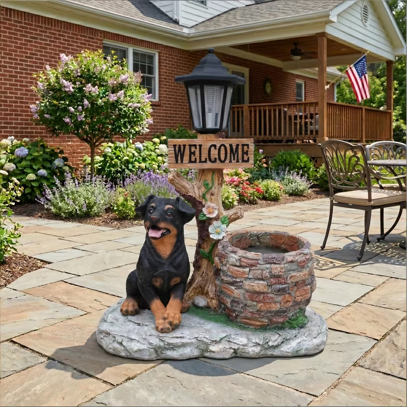 Adorable Animal Planter Statue – Cat & Puppy Garden Flower Pot