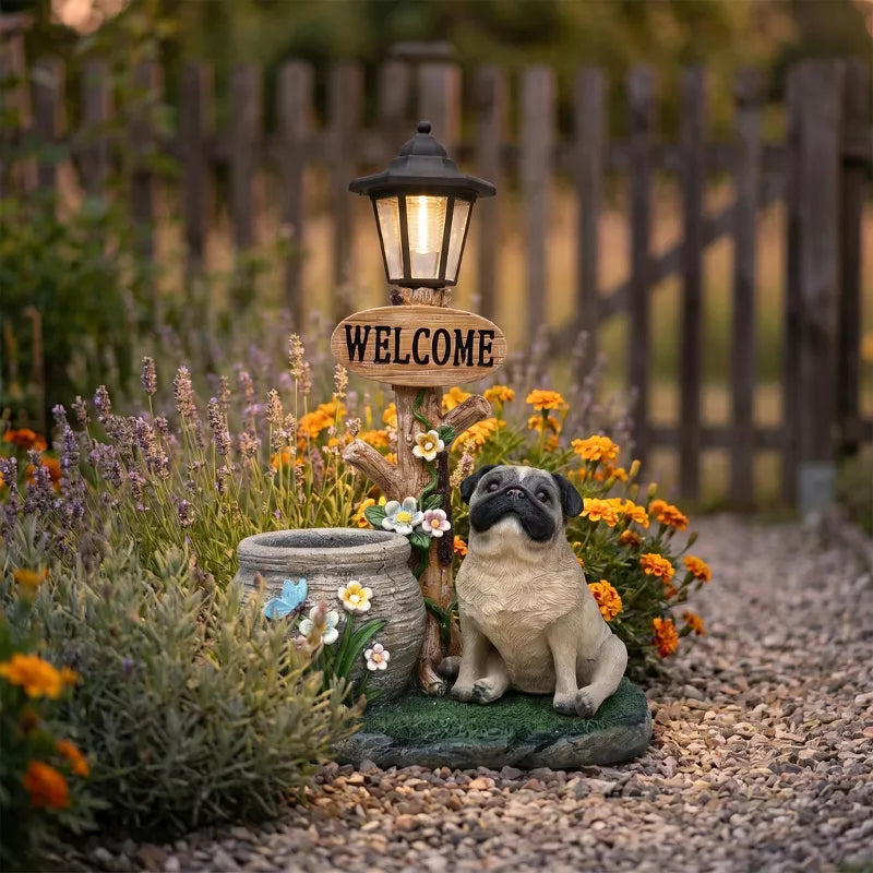 Adorable Animal Planter Statue – Cat & Puppy Garden Flower Pot