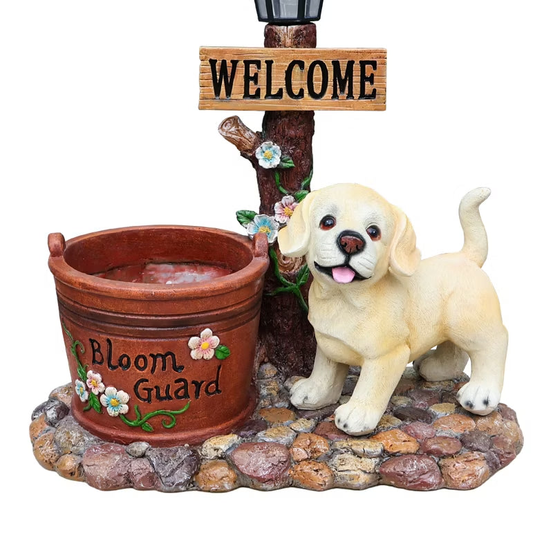 Adorable Animal Planter Statue – Cat & Puppy Garden Flower Pot