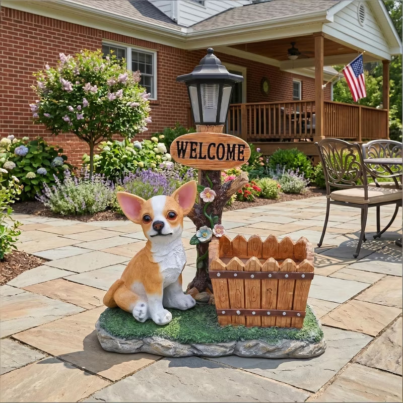 Adorable Animal Planter Statue – Cat & Puppy Garden Flower Pot