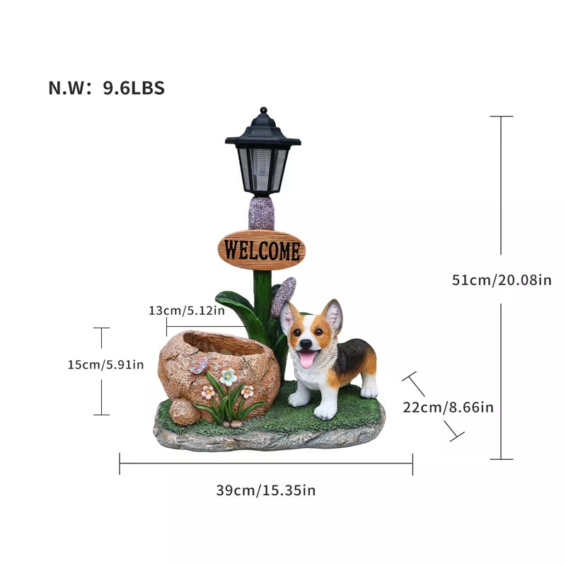 Adorable Animal Planter Statue – Cat & Puppy Garden Flower Pot