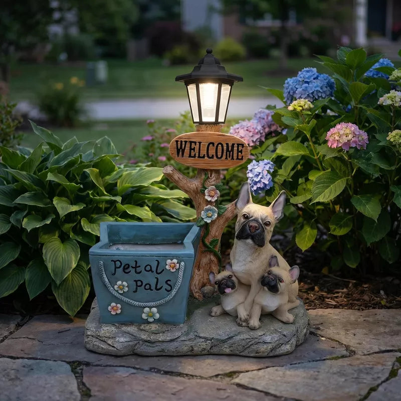 Adorable Animal Planter Statue – Cat & Puppy Garden Flower Pot