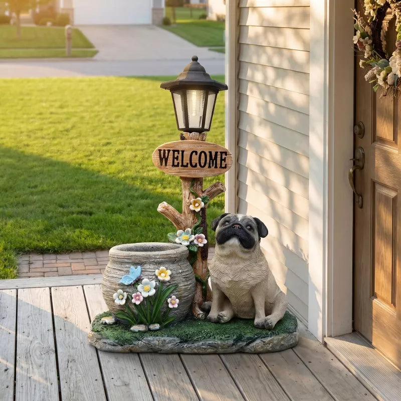 Adorable Animal Planter Statue – Cat & Puppy Garden Flower Pot