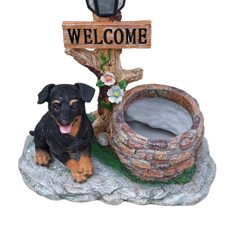 Adorable Animal Planter Statue – Cat & Puppy Garden Flower Pot