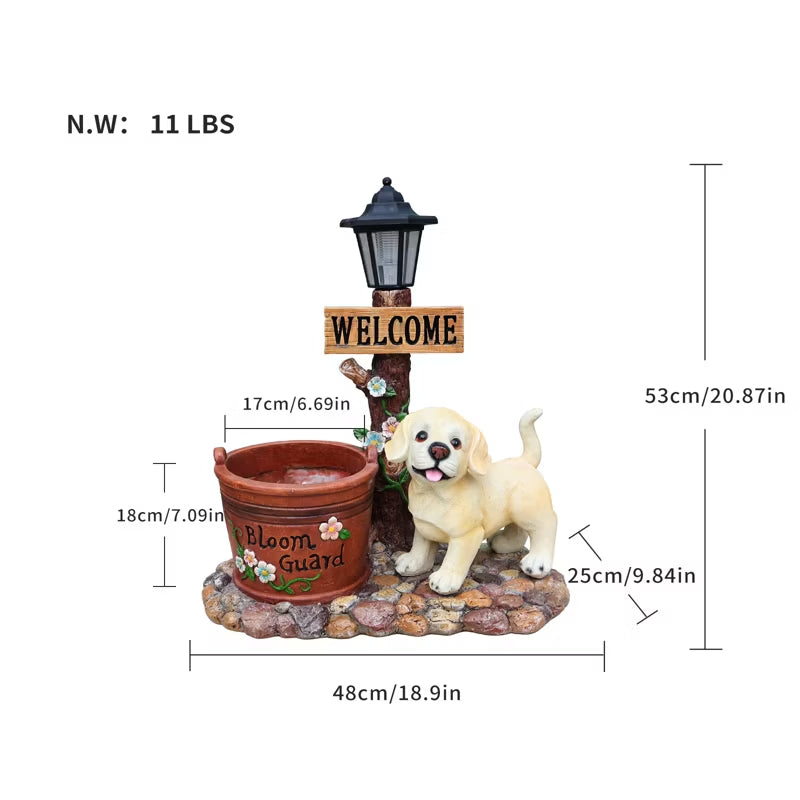 Adorable Animal Planter Statue – Cat & Puppy Garden Flower Pot