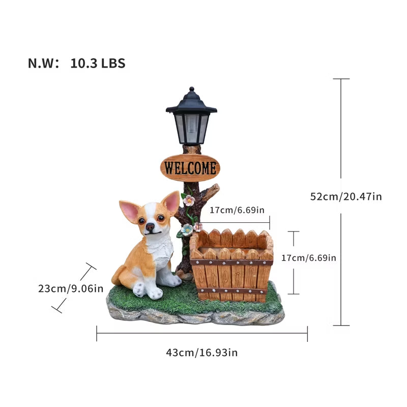 Adorable Animal Planter Statue – Cat & Puppy Garden Flower Pot