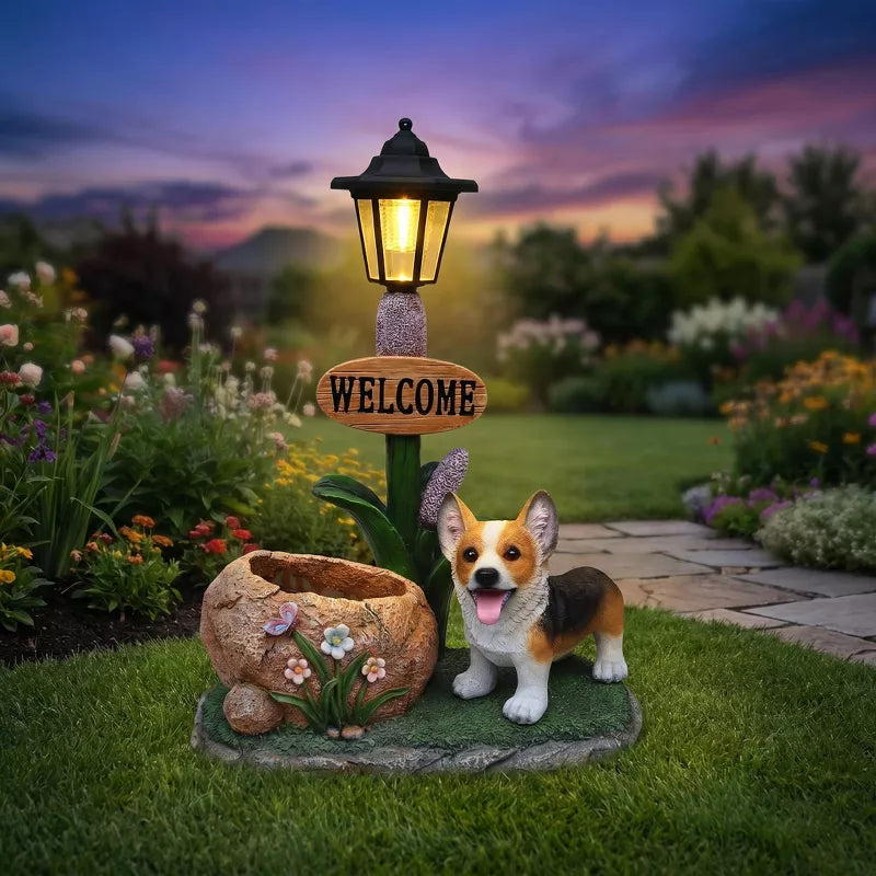 Adorable Animal Planter Statue – Cat & Puppy Garden Flower Pot