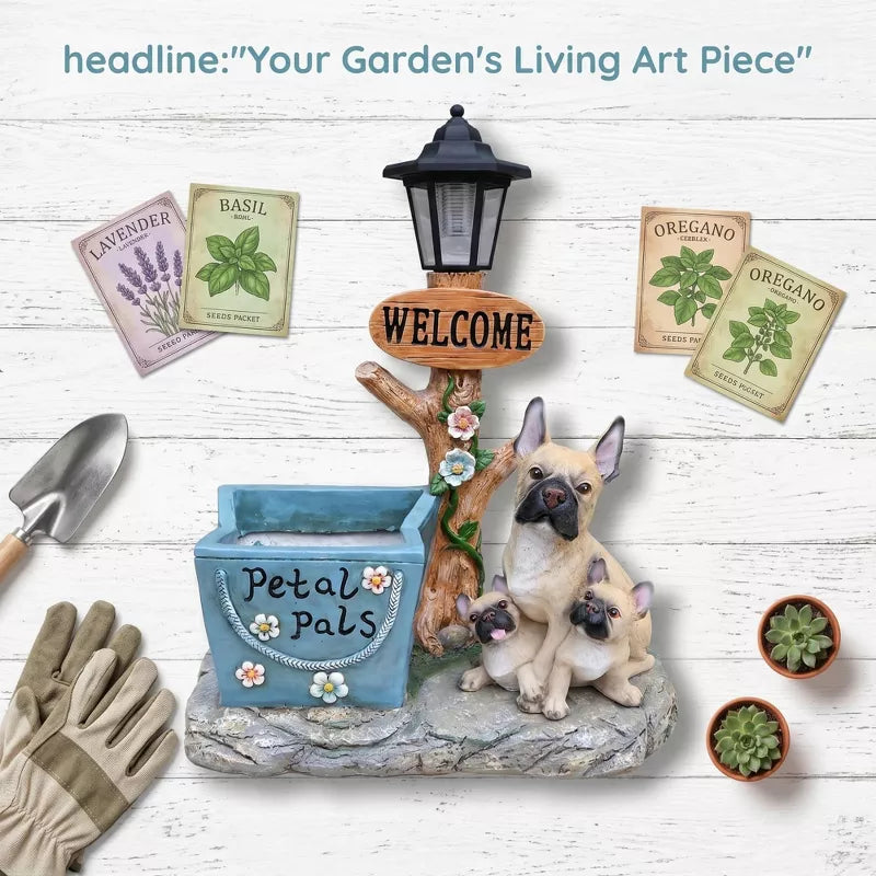 Adorable Animal Planter Statue – Cat & Puppy Garden Flower Pot