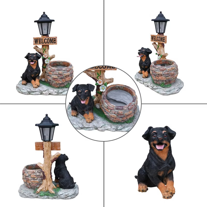 Adorable Animal Planter Statue – Cat & Puppy Garden Flower Pot