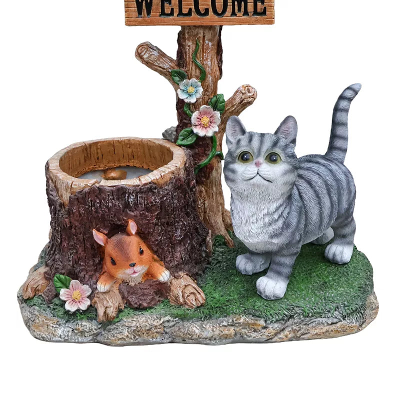 Adorable Animal Planter Statue – Cat & Puppy Garden Flower Pot