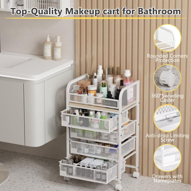 4-Drawer Rolling Makeup & Skincare Storage Organizer