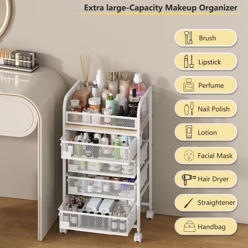 4-Drawer Rolling Makeup & Skincare Storage Organizer