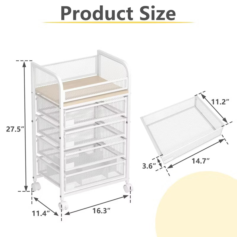 4-Drawer Rolling Makeup & Skincare Storage Organizer