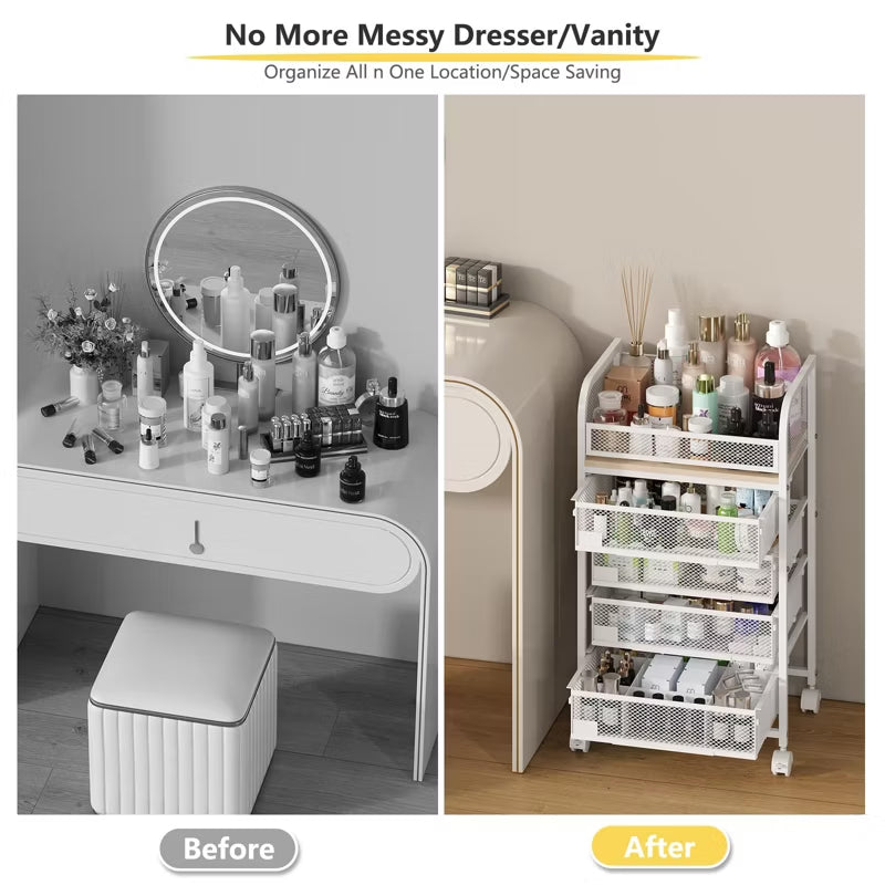 4-Drawer Rolling Makeup & Skincare Storage Organizer