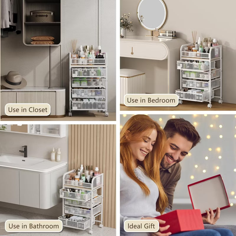 4-Drawer Rolling Makeup & Skincare Storage Organizer