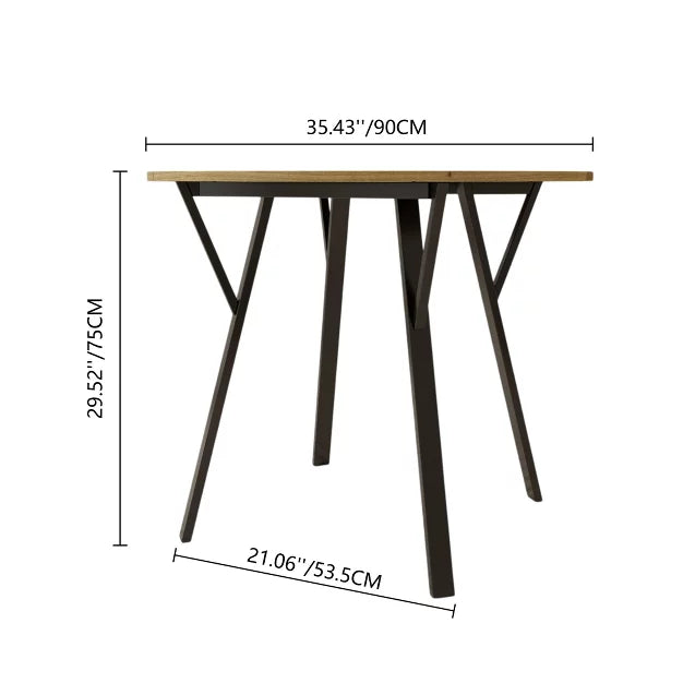 Round Dining Table – Small Circle Kitchen Table with Metal Black Legs for 2-4 people