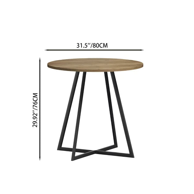 Round Dining Table – Small Circle Kitchen Table with Metal Black Legs for 2-4 people