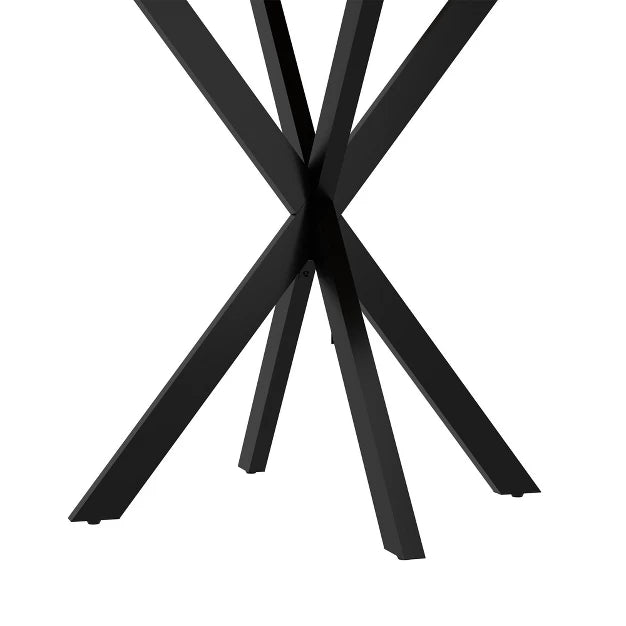 Round Dining Table – Small Circle Kitchen Table with Metal Black Legs for 2-4 people