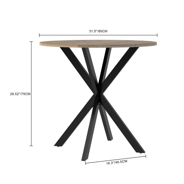 Round Dining Table – Small Circle Kitchen Table with Metal Black Legs for 2-4 people