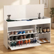 Shoe Storage Bench with Cushion and Hidden Storage for Entryway