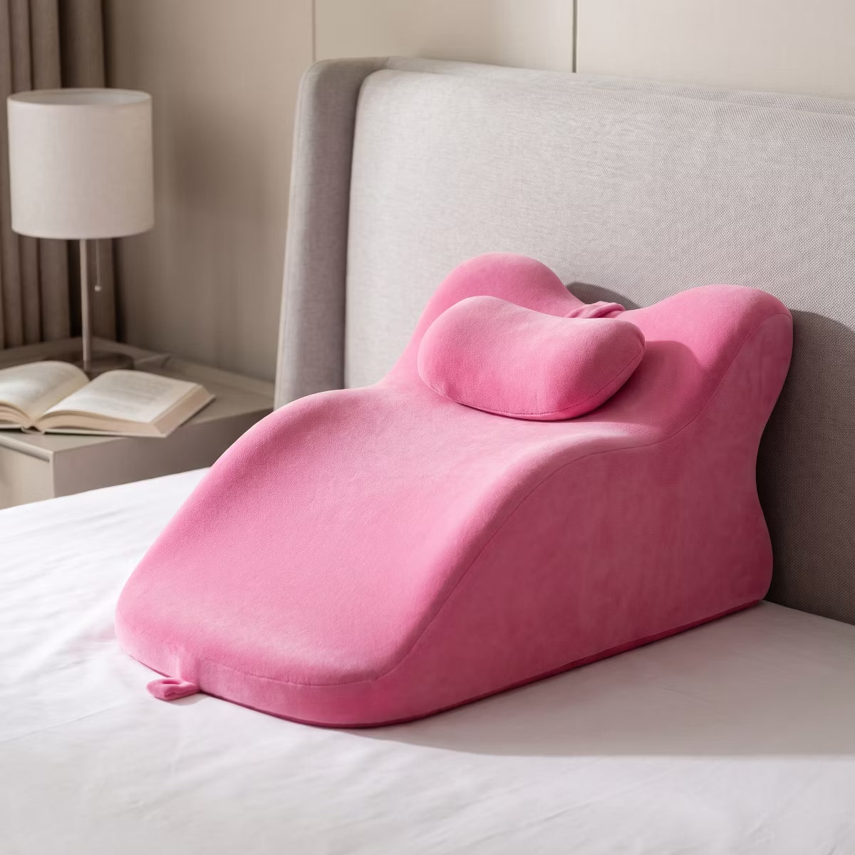 Ergonomic Bedrest Pillow with Memory Foam for Spinal Support