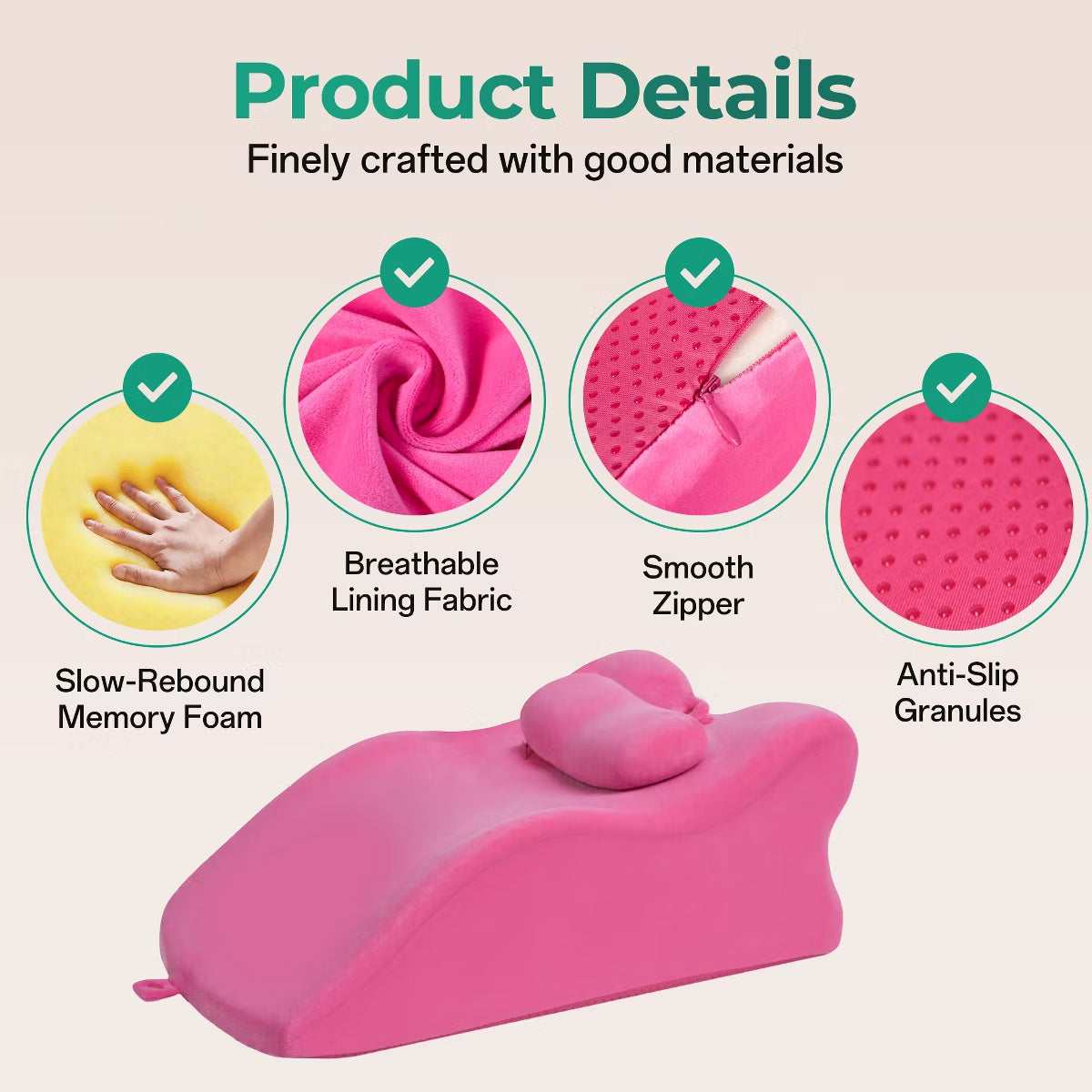 Ergonomic Bedrest Pillow with Memory Foam for Spinal Support