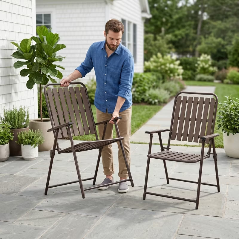 2-Piece Folding Patio Chair Set – Outdoor, Foldable, 350lb Capacity