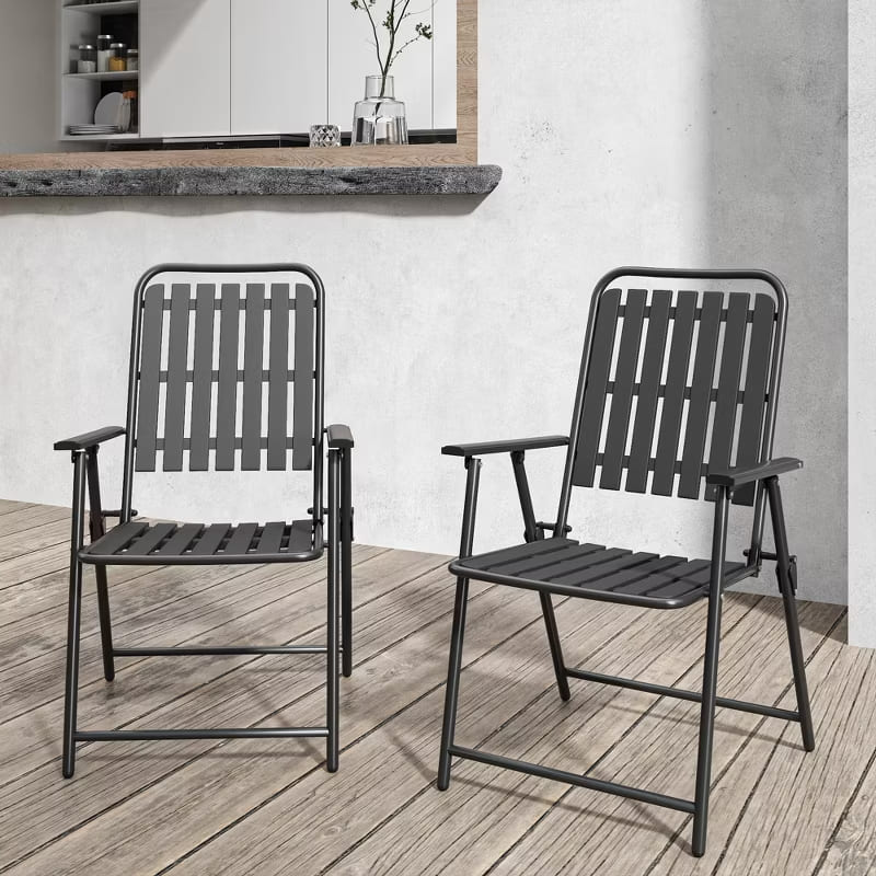 2-Piece Folding Patio Chair Set – Outdoor, Foldable, 350lb Capacity