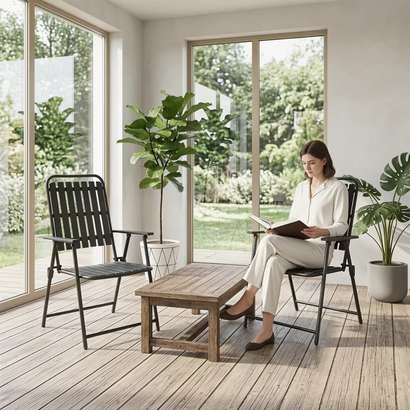 2-Piece Folding Patio Chair Set – Outdoor, Foldable, 350lb Capacity