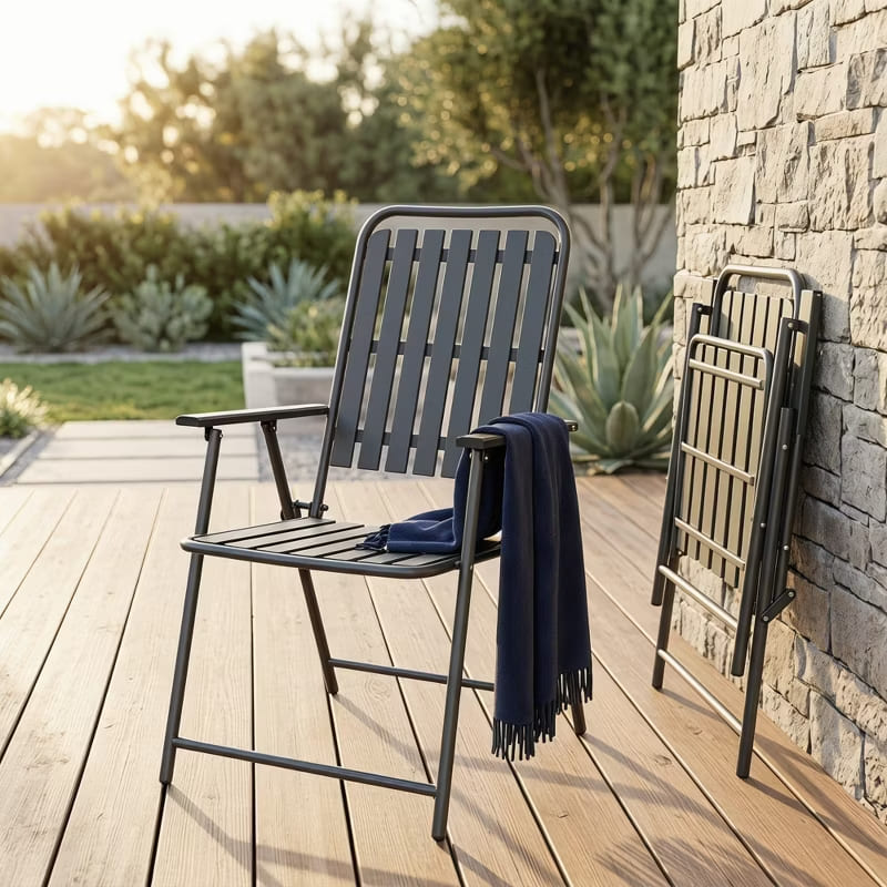 2-Piece Folding Patio Chair Set – Outdoor, Foldable, 350lb Capacity
