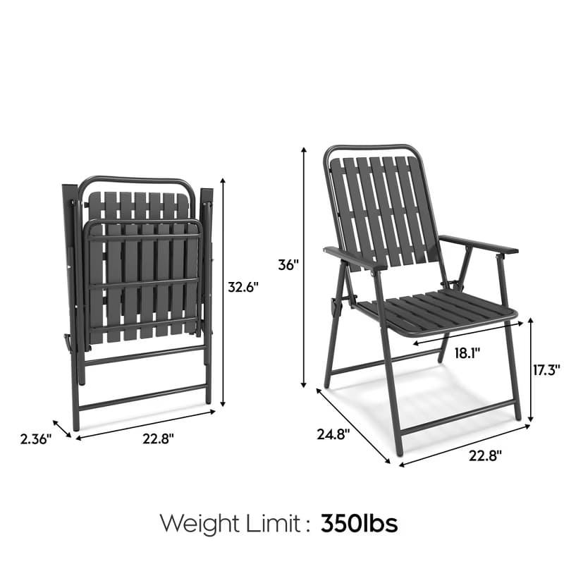 2-Piece Folding Patio Chair Set – Outdoor, Foldable, 350lb Capacity