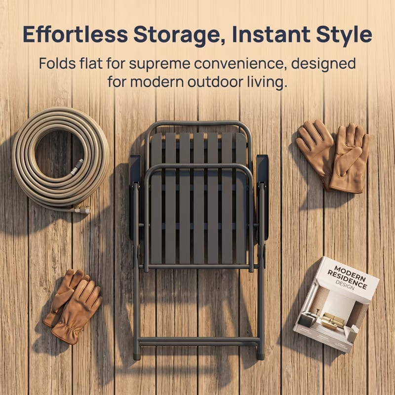 2-Piece Folding Patio Chair Set – Outdoor, Foldable, 350lb Capacity