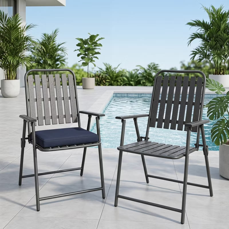 2-Piece Folding Patio Chair Set – Outdoor, Foldable, 350lb Capacity