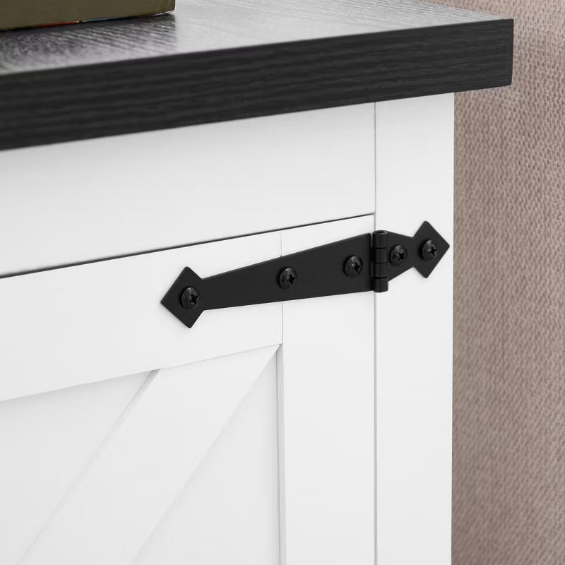 Modern Farmhouse Nightstand with Barn Door & Adjustable Shelf