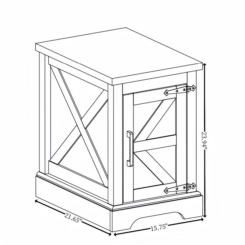Modern Farmhouse Nightstand with Barn Door & Adjustable Shelf