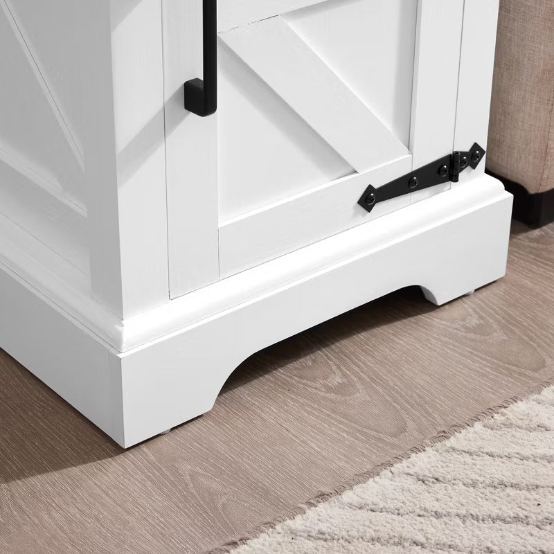 Modern Farmhouse Nightstand with Barn Door & Adjustable Shelf